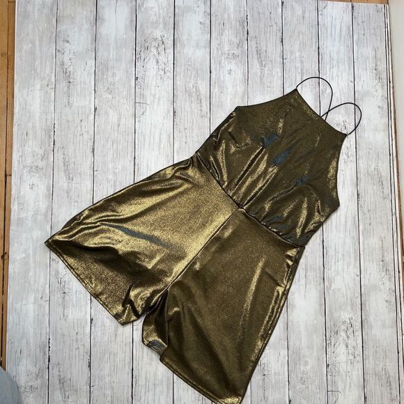 Bohoo romper in metallic gold 8 - Picture 1 of 9